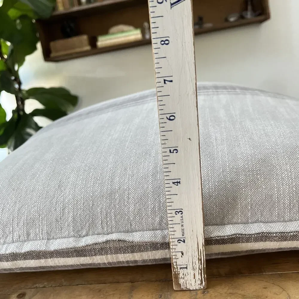 Envogue Campbell Gray Striped Cotton Throw Pillow 20 x 20 in 100% Duck Feathers